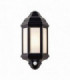PIR 1 Light Outdoor Wall Lantern Frosted Polycarbonate, Matt Black Textured IP44, E27