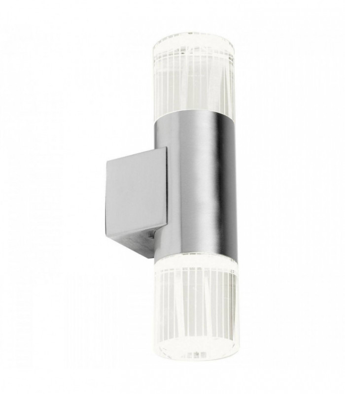 2 Light Outdoor Wall Light Polished Stainless Steel with Crystal IP44