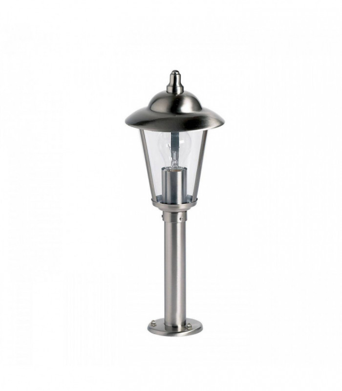 Outdoor Bollard Light Polished Stainless Steel, Clear Polycarbonate IP44, E27