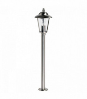 Outdoor Bollard Light Polished Stainless Steel, Clear Polycarbonate IP44, E27