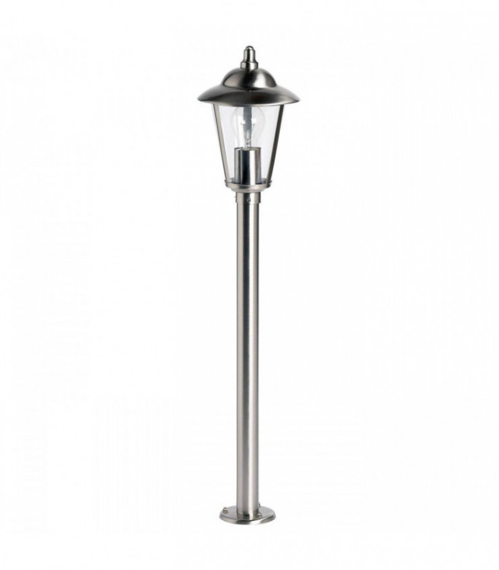 Outdoor Bollard Light Polished Stainless Steel, Clear Polycarbonate IP44, E27