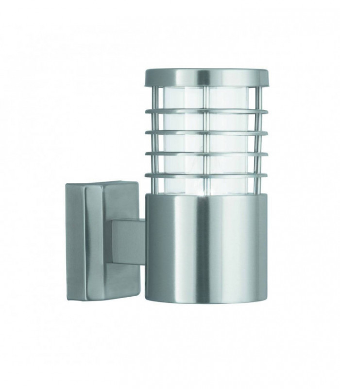 1 Light Outdoor Garden Wall Light Satin Silver IP44, E27