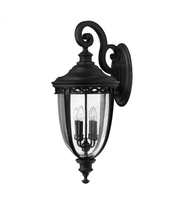 4 Light Outdoor Large Wall Lantern Light Black IP44, E14