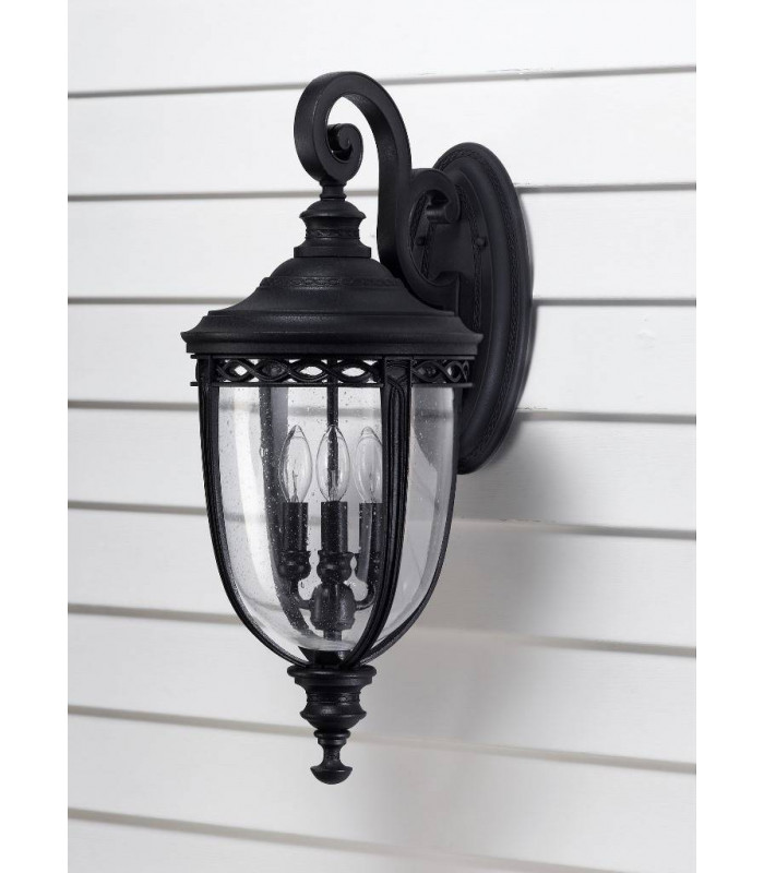 4 Light Outdoor Large Wall Lantern Light Black IP44, E14