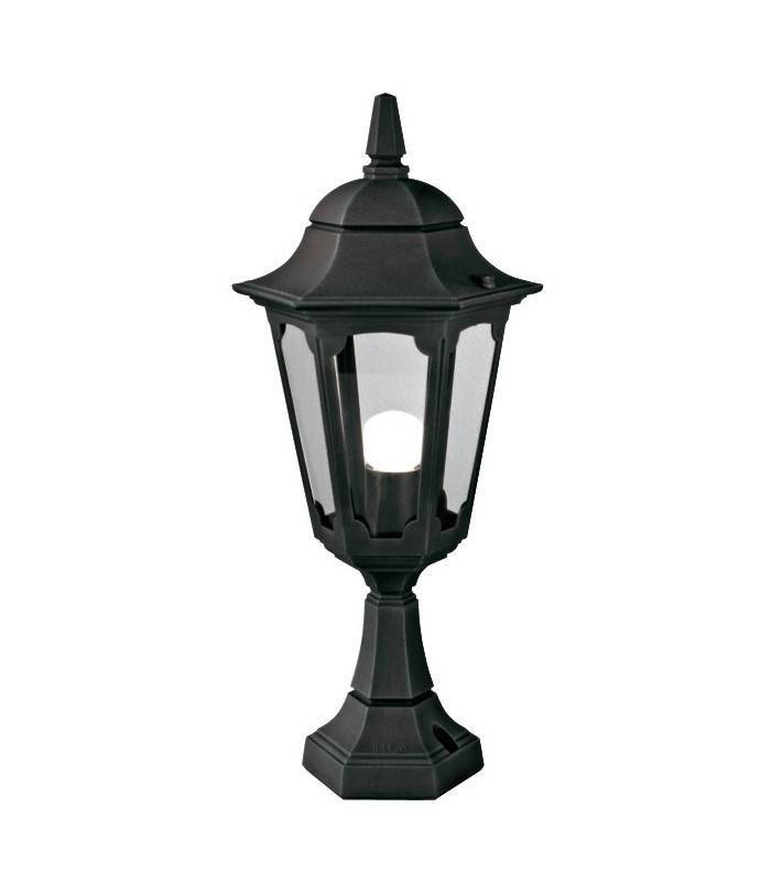 1 Light Outdoor Pedestal Lantern Black IP44, E27