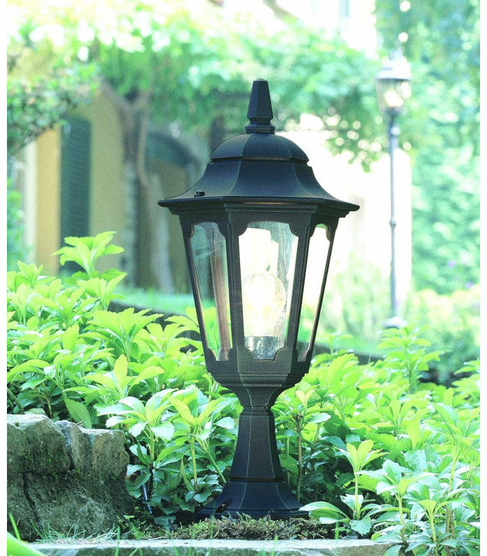 1 Light Outdoor Pedestal Lantern Black IP44, E27