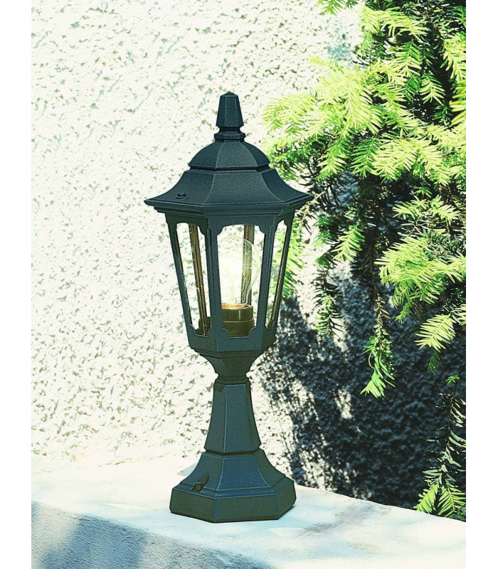 1 Light Outdoor Pedestal Lantern Black IP44, E27
