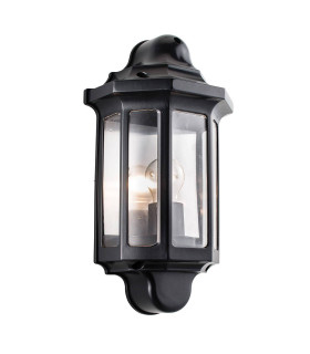 Outdoor Wall Lantern Satin Black Paint, Clear Polycarbonate IP44, E27