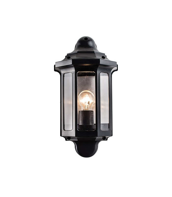 Outdoor Wall Lantern Satin Black Paint, Clear Polycarbonate IP44, E27