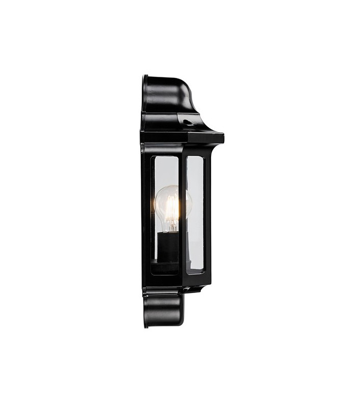 Outdoor Wall Lantern Satin Black Paint, Clear Polycarbonate IP44, E27