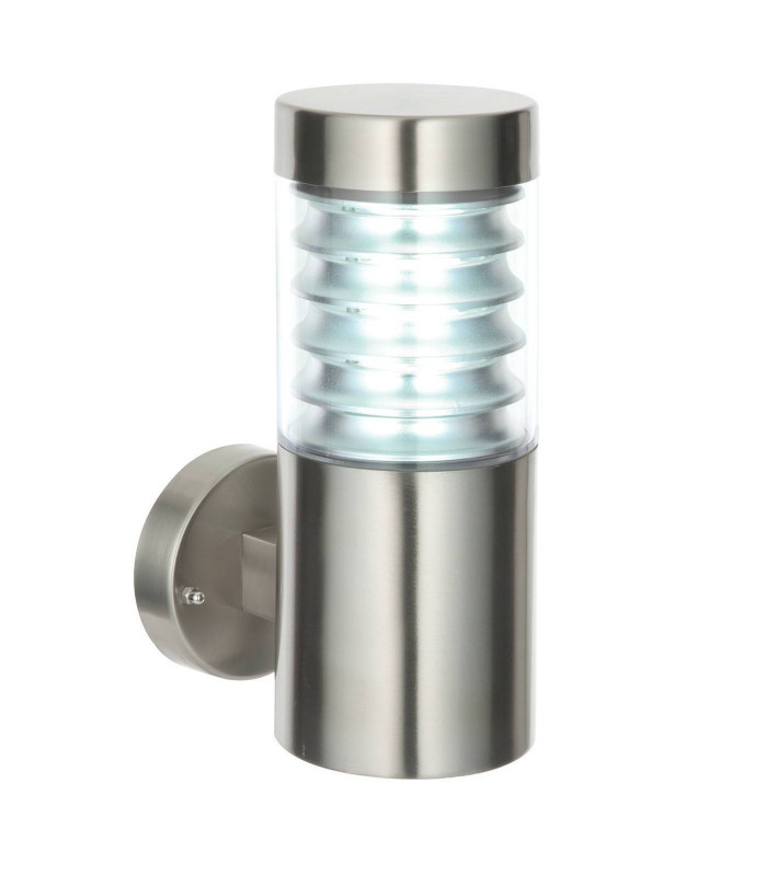 1 Light Outdoor Coastal Wall Light, Marine Grade Brushed Stainless Steel IP44, E27
