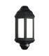 PIR 1 Light Outdoor Wall Light Frosted Polycarbonate, Matt Black Textured IP44, E27