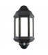 PIR 1 Light Outdoor Wall Light Frosted Polycarbonate, Matt Black Textured IP44, E27