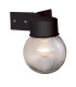 1 Light Outdoor Globe Wall Light Black, Ribbed Clear Polycarbonate IP44, E27