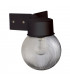 1 Light Outdoor Globe Wall Light Black, Ribbed Clear Polycarbonate IP44, E27