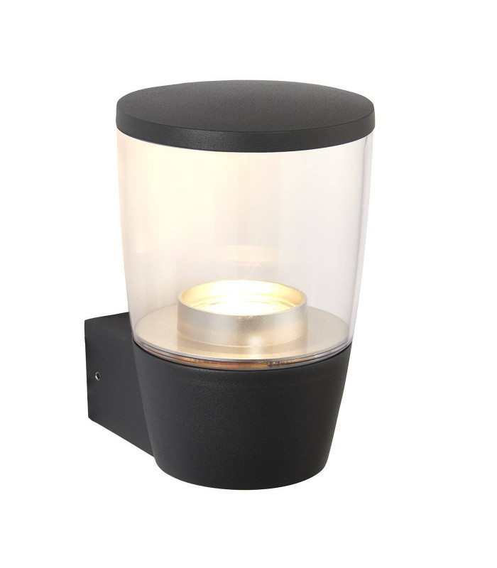 1 Light Outdoor Wall Light Clear Polycarbonate, Dark Matt Anthracite Paint IP44, GU10