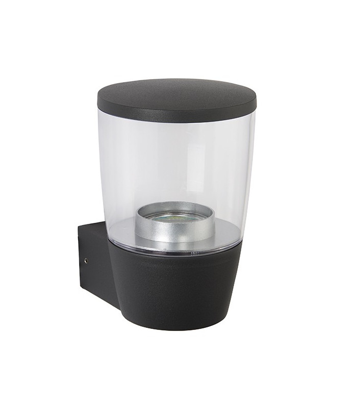 1 Light Outdoor Wall Light Clear Polycarbonate, Dark Matt Anthracite Paint IP44, GU10
