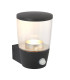 PIR 1 Light Outdoor Wall Light Clear Polycarbonate, Dark Matt Anthracite Paint IP44, GU10