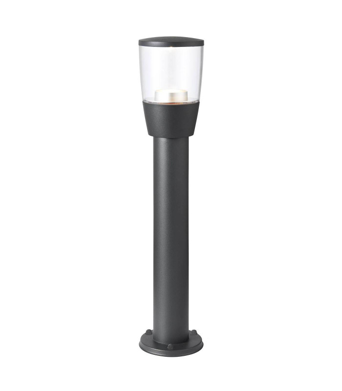 Outdoor Bollard Light Clear Polycarbonate, Textured Dark Matt Anthracite Paint IP44, GU10