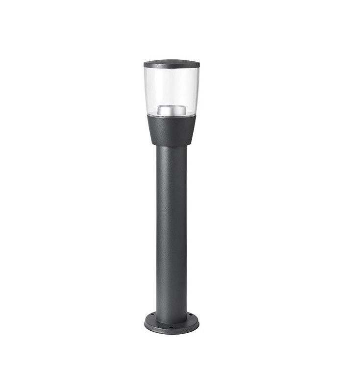 Outdoor Bollard Light Clear Polycarbonate, Textured Dark Matt Anthracite Paint IP44, GU10
