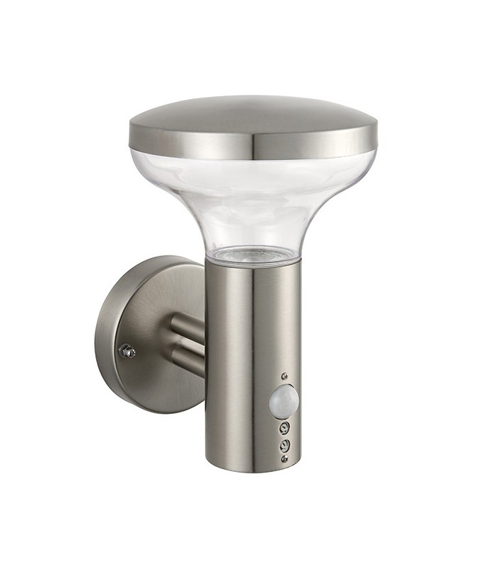 PIR Outdoor Wall Light Coastal, Marine Grade Brushed Stainless Steel IP44, GU10