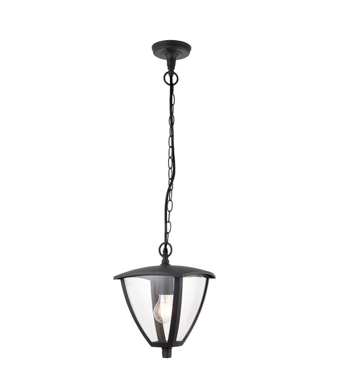 1 Light Outdoor Ceiling Lantern Pendant Light Clear Polycarbonate, Textured Grey Paint IP44, E27