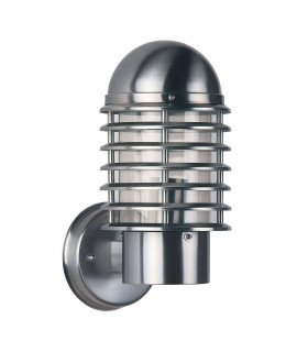 1 Light Outdoor Wall Light Polished Stainless Steel, Clear Polycarbonate IP44, E27