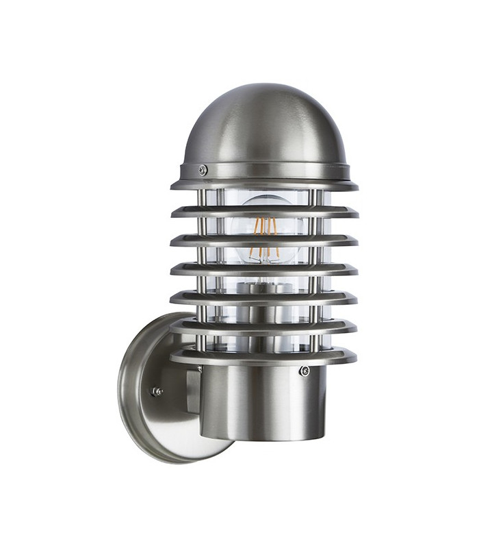 1 Light Outdoor Wall Light Polished Stainless Steel, Clear Polycarbonate IP44, E27