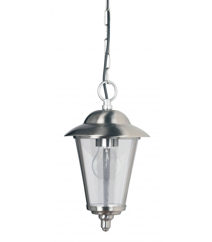 1 Light Outdoor Ceiling Pendant Light Polished Stainless Steel, Clear Polycarbonate, E27