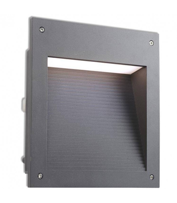 LED Outdoor Large Recessed Wall Light Urban Grey IP65