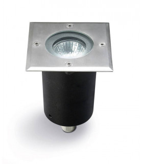 1 Light Outdoor Square Recessed Floor Light Stainless Steel Aisi 316 IP67, GU10
