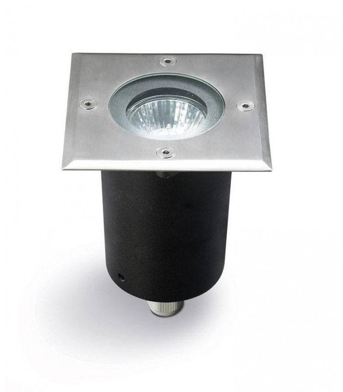 1 Light Outdoor Square Recessed Floor Light Stainless Steel Aisi 316 IP67, GU10