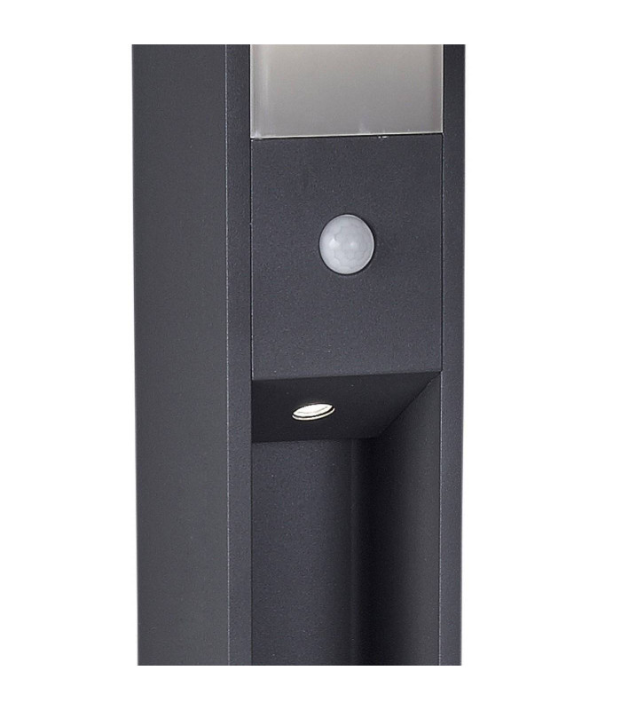 LED 2 Light Outdoor Bollard Light Urban Grey with PIRSensor IP65, E27