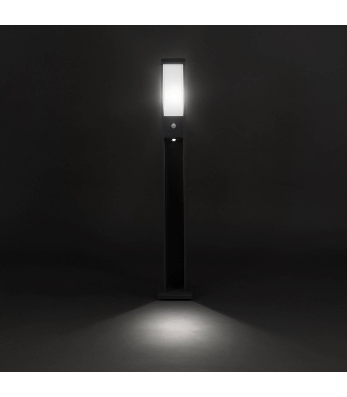 LED 2 Light Outdoor Bollard Light Urban Grey with PIRSensor IP65, E27