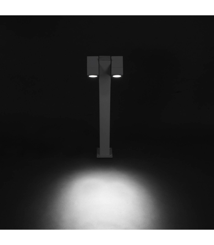 2 Light Adjustable Outdoor Bollard Lamp Grey IP44, GU10
