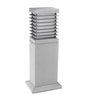 1 Light Rectangle Outdoor Bollard Light Grey IP44, E27