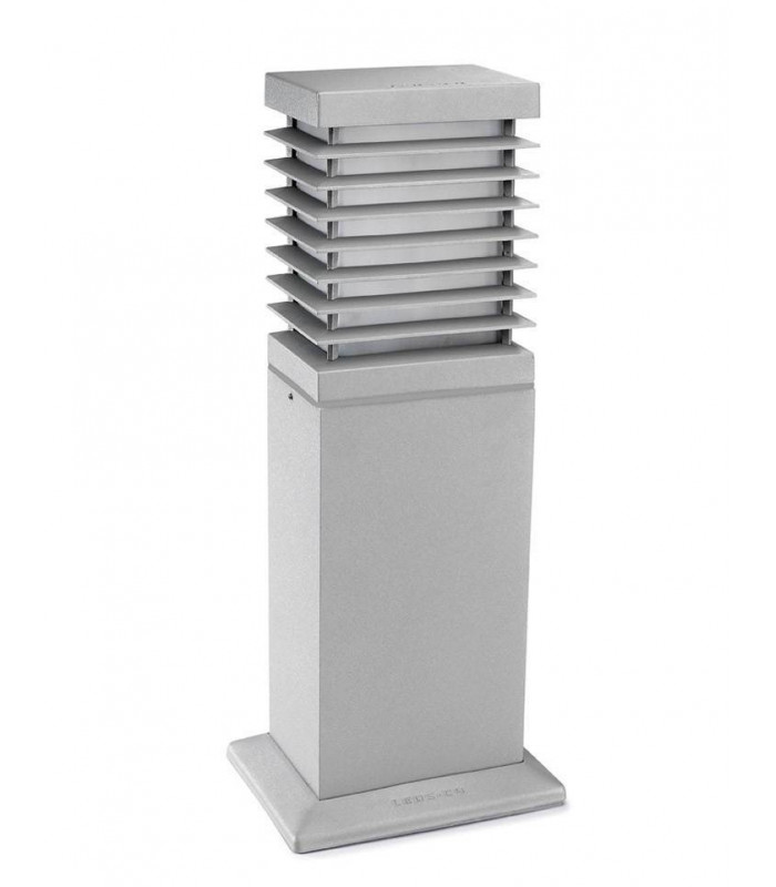 1 Light Rectangle Outdoor Bollard Light Grey IP44, E27