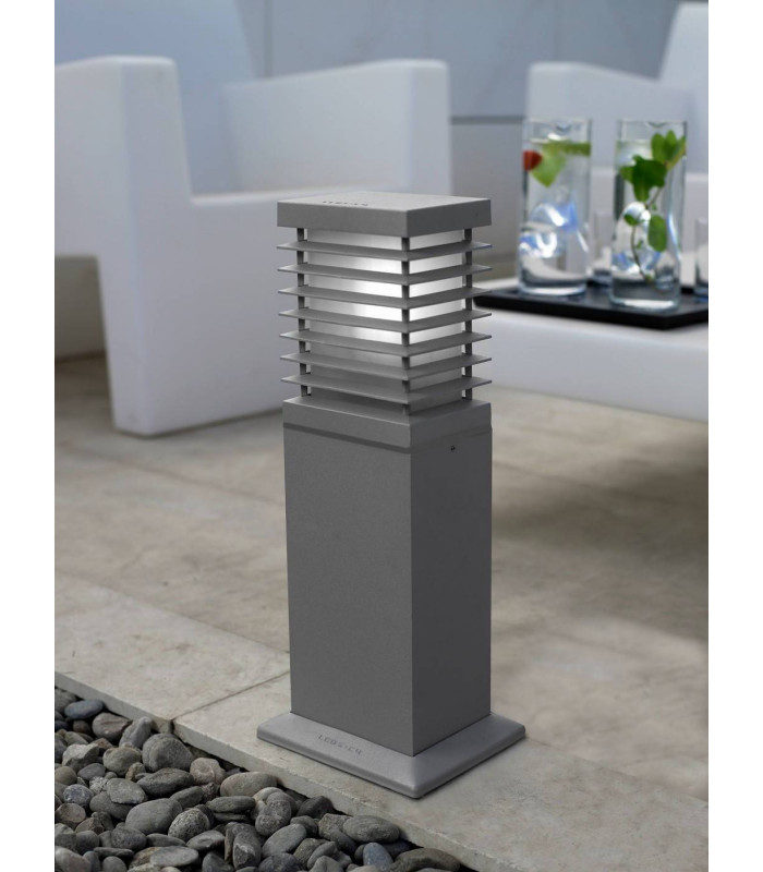 1 Light Rectangle Outdoor Bollard Light Grey IP44, E27
