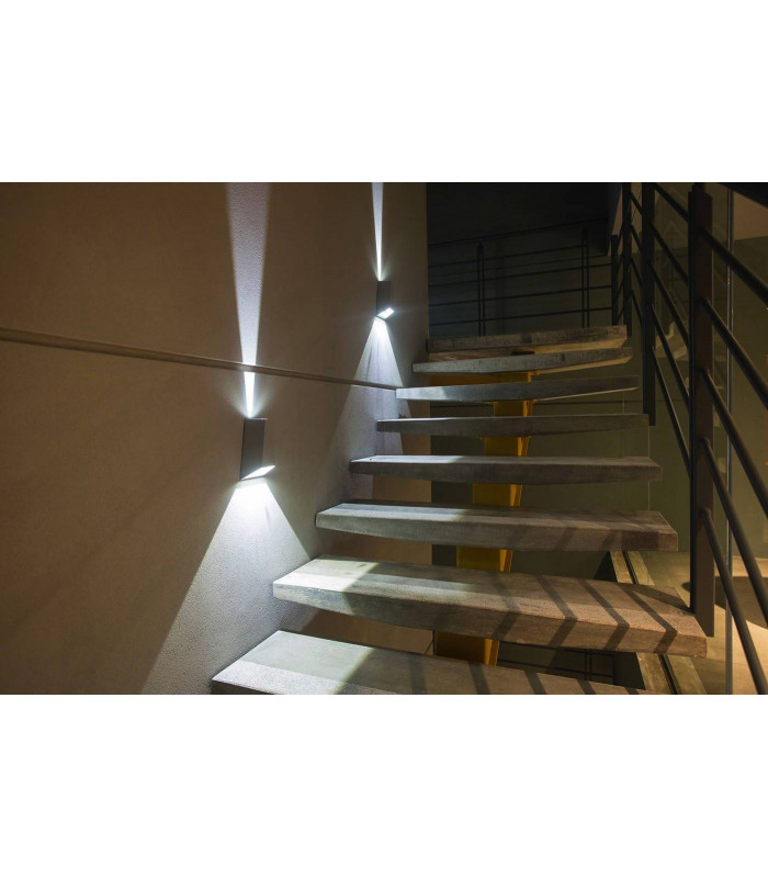 LED 2 Light Outdoor Wall Light Grey IP44