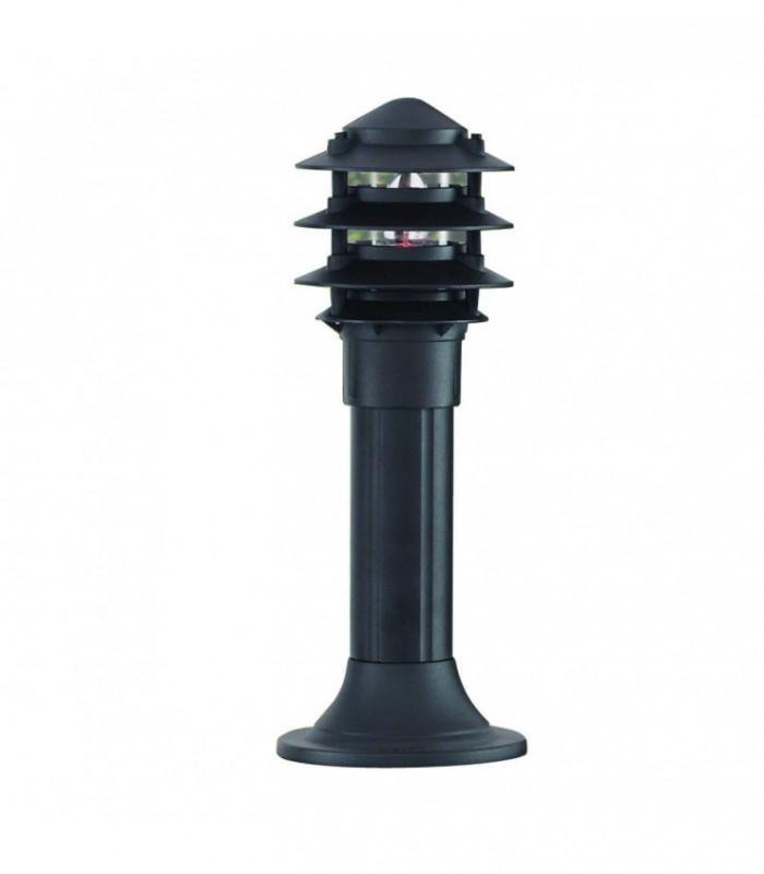 1 Light Outdoor Pedestal Bollard Light Black IP44, E27