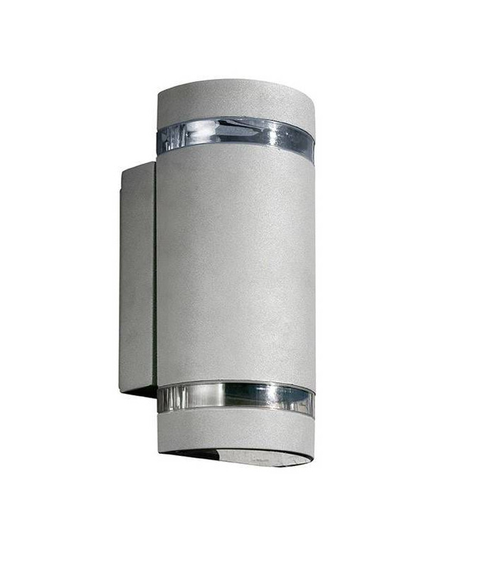2 Light Outdoor Up Down Wall Light Grey IP54, GU10