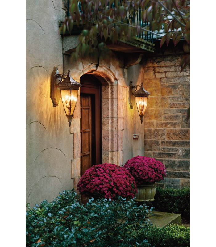 2 Light Outdoor Medium Wall Lantern Light Brushed Bronze IP44, E14