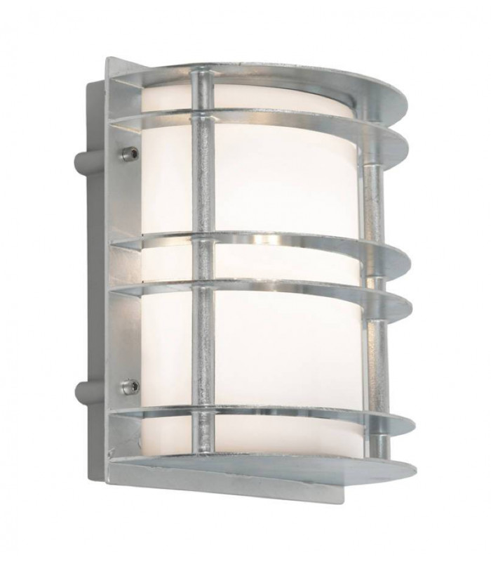 1 Light Outdoor Flush Wall Light Galvanised IP55, E27