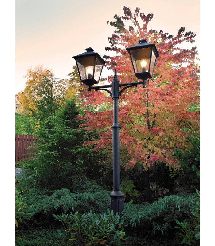 2 Light Twin Outdoor Post Lantern Black IP54, E27