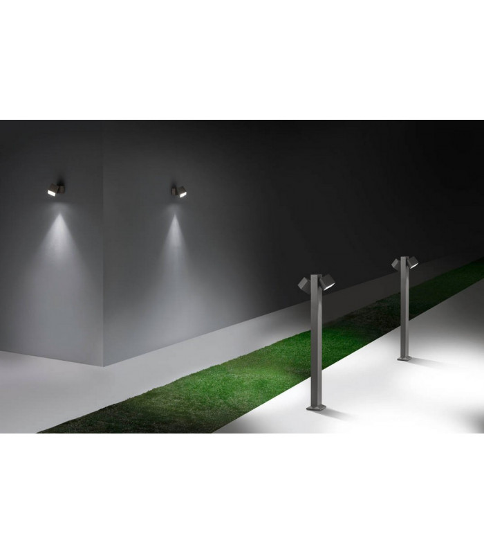 LED 2 Light Outdoor Bollard Light Urban Grey IP65