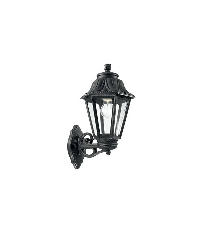 1 Light Outdoor Flush Wall Lantern Black IP44, E27