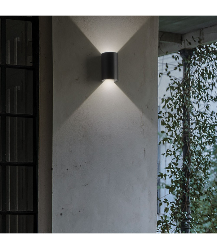 LED 2 Light Outdoor Wall Light Black IP44
