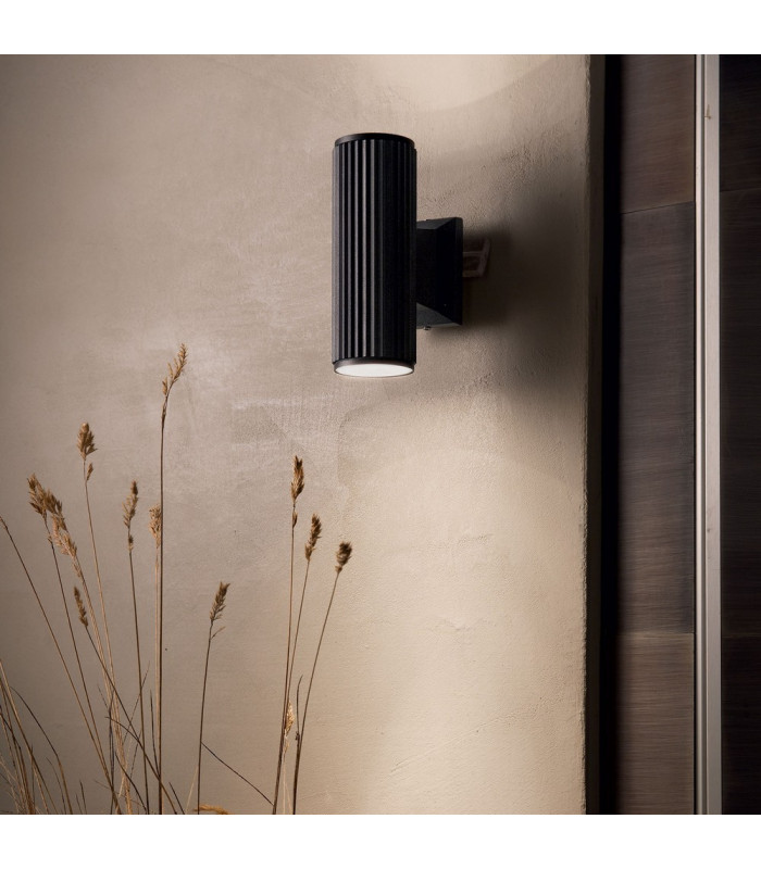 2 Light Outdoor Up Down Wall Light Black White IP44, E27