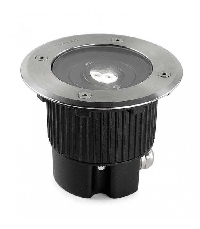 LED 3 Light Round Recessed Floor Light Stainless Steel Aisi 316 IP67