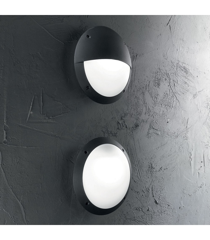 1 Light Half Diffuser Outdoor Flush Wall Light Black IP66, E27